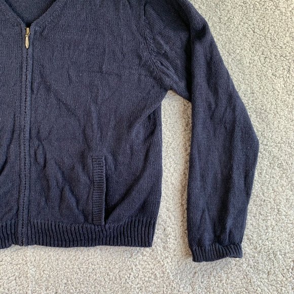Christopher & Banks Cardigan Sweater Womens Medium Full Zip Pockets V Neck Blue - Picture 5 of 12
